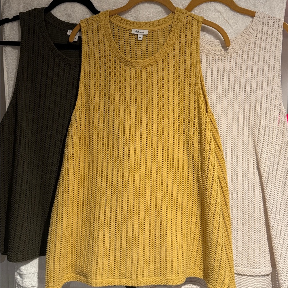 Reitmans Yellow, Cream, and Black Tank Tops